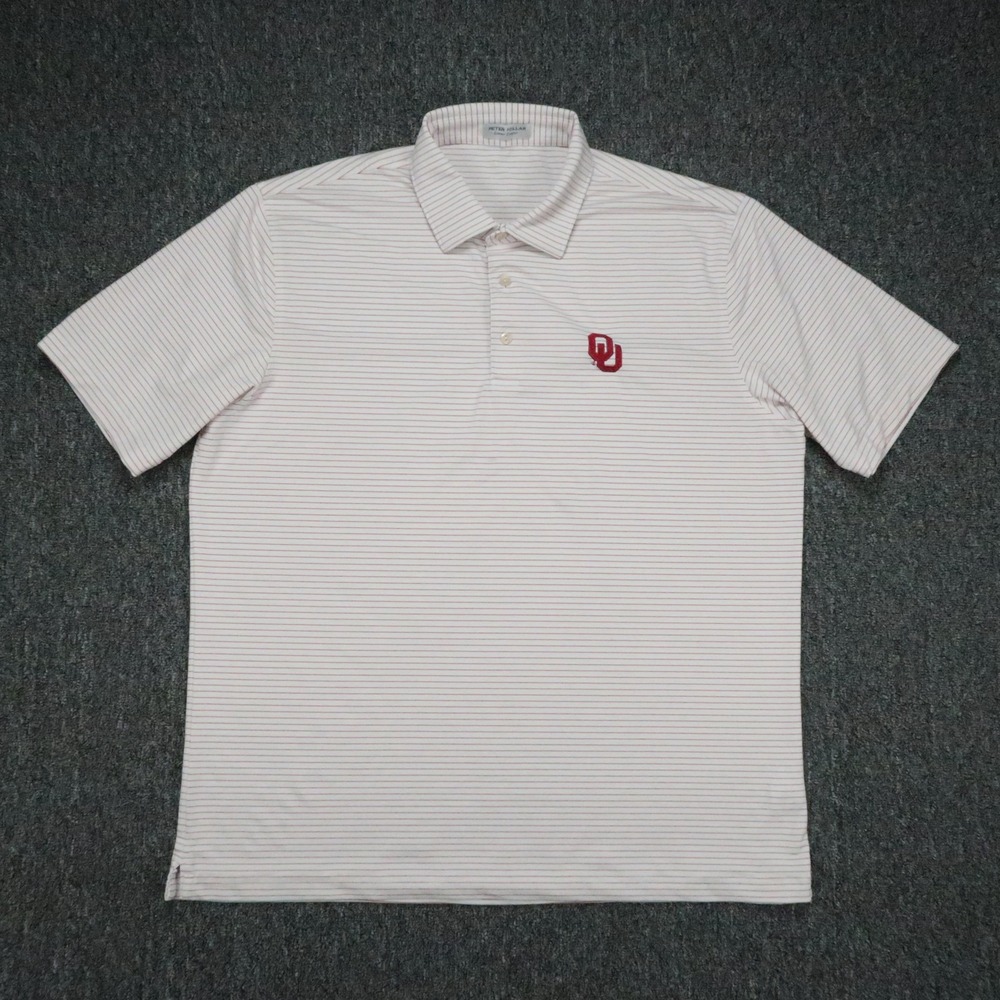 Oklahoma Sooners Shirt Mens XL White Red Peter Millar Summer Comfort Striped